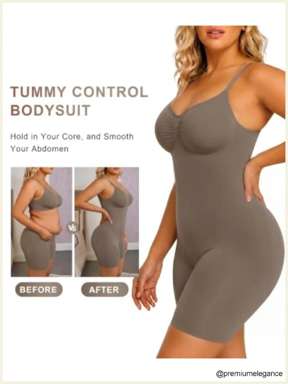 Seamless Tummy Control Bodysuit Shapewear Mid Thigh Body Shaper Compression